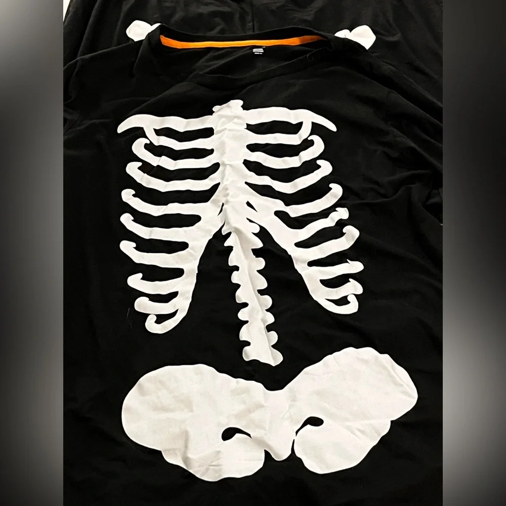 Black Skeleton Print Halloween Costume